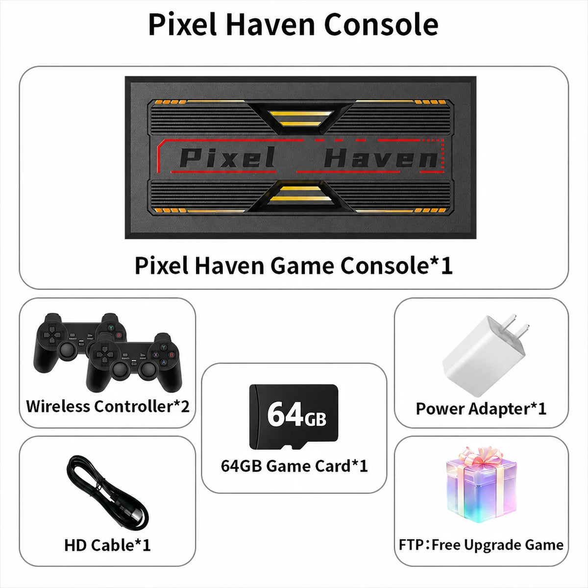 4K HD Retro Game Box Pixel Haven Video Game Console Plug&Play for TV 35500+Games for DC/PS1/PSP/SS/MAME/NES/Sega with Controller