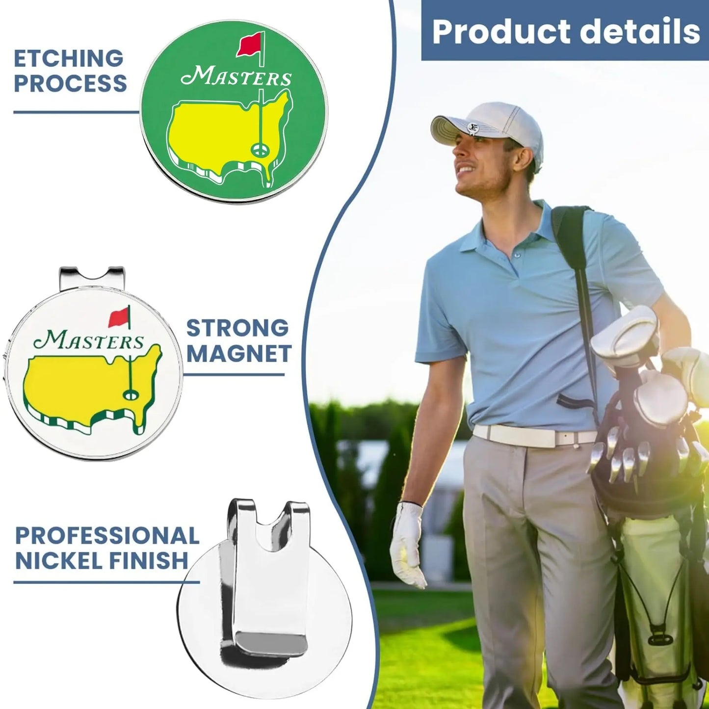 6 Pcs Golf Accessories Cleaning Set, Include 4 pcs golf marker 1 golf towel 1 golf brush,Creative Golf Gift For Golf Lovers