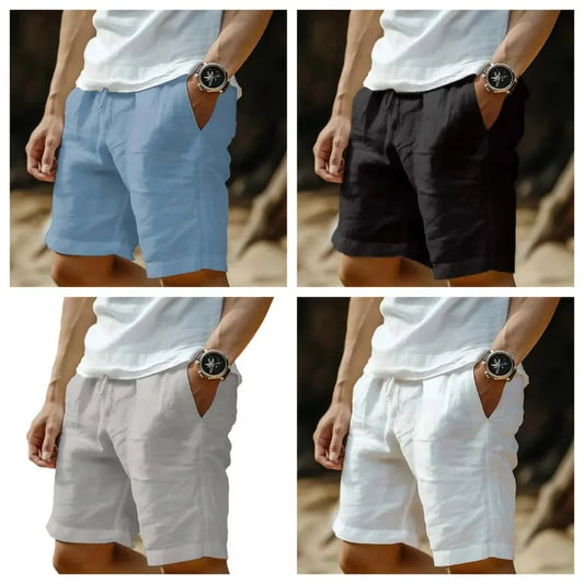 Golf shorts linen shorts men summer thin loose casual cotton and linen pants light mature style suit cropped pants trendy