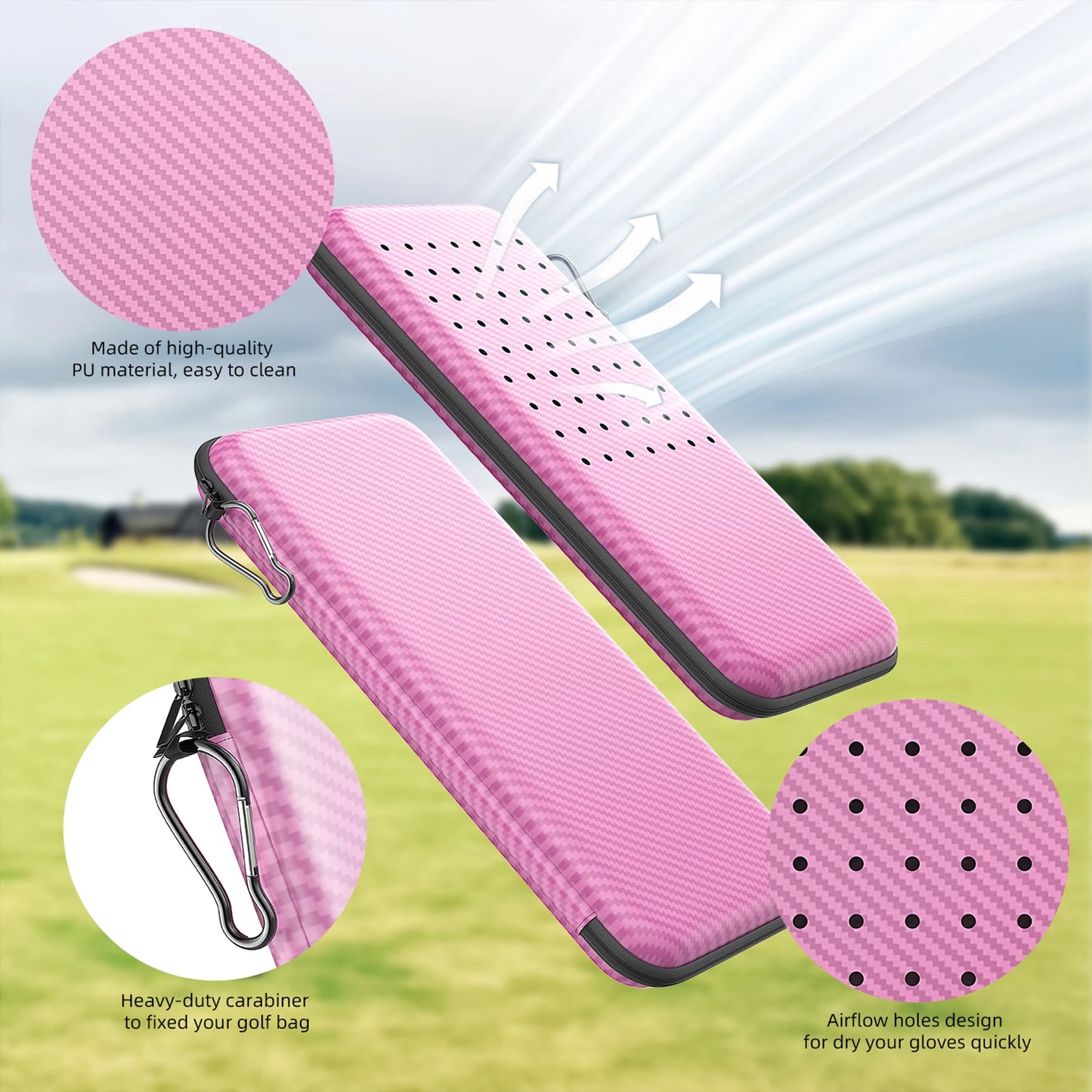 Golf Case Glove Holder Hard Case Protector Organizer with Storage Slots for Phone Tees Splitting Tools Ball Markers Accessories