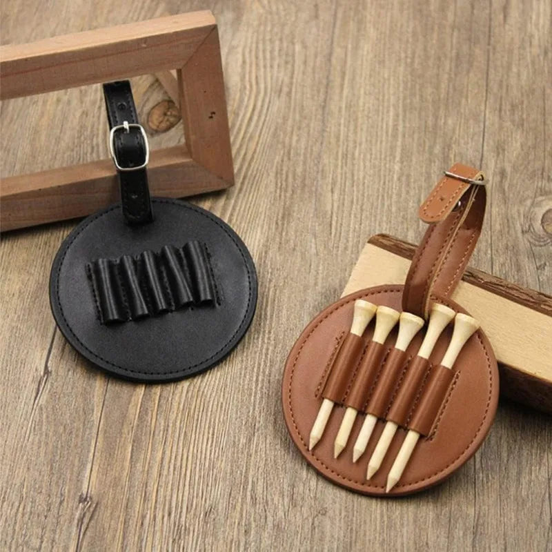 Golf Accessories Golf Tee Bag  Holes Portable Wooden Tee Storage PU Leather Case Hanging Belt Easy Fastened For Men Women