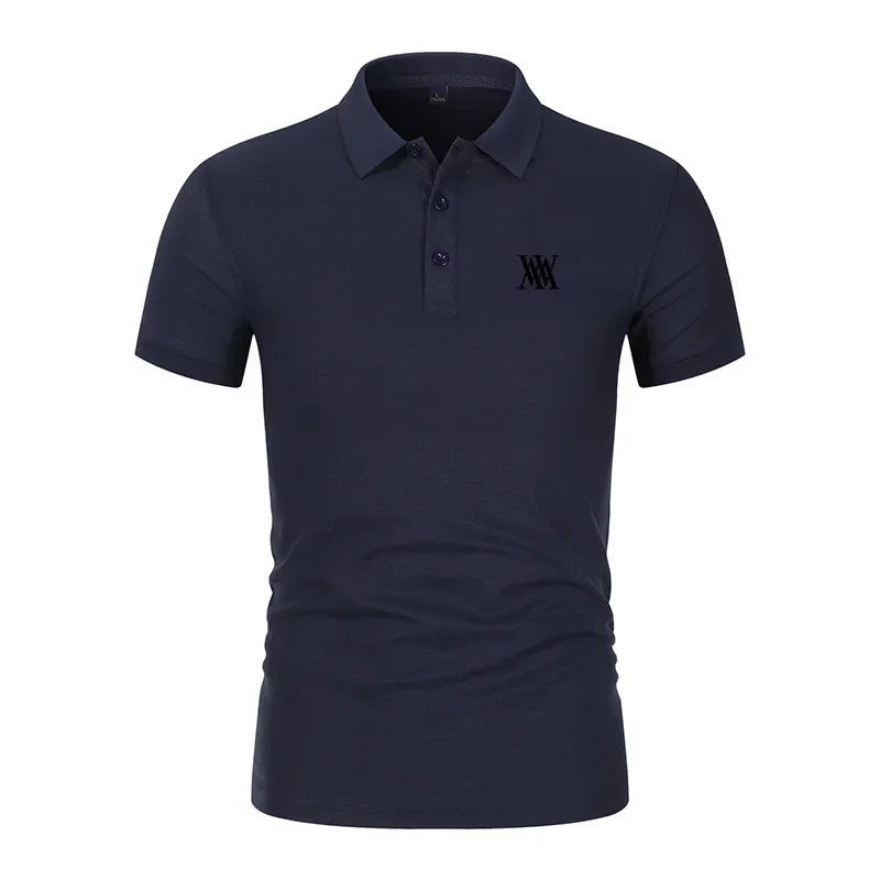 Men's Golf T-shirt Business Casual Short Sleeved Polo Collar, Summer Simple and Fashionable Printed T-shirt Top