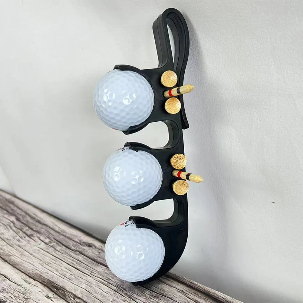 Golf Ball Clip with Tee Holder Golf Ball Clamp Storage Holder Golf Ball Clip Holder Portable Golf Accessories
