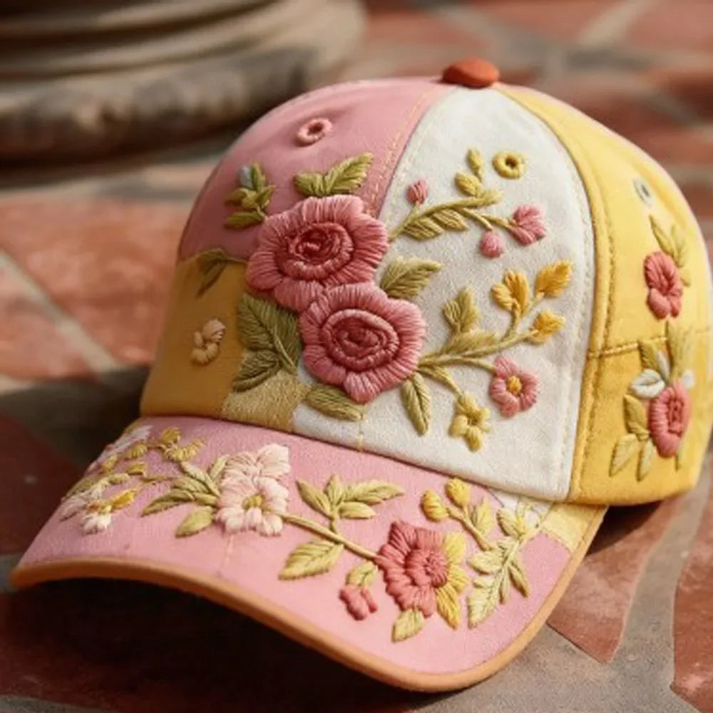 Elegant and elegant women's baseball Creative Gift Polyester Unisex Hat Vintage Breathable Floral Cap  Retro Embroidered Hat
