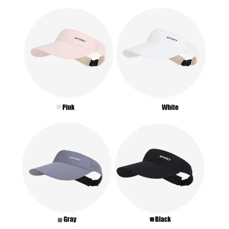 Women's Sport Sun Visor Hat, Quick-Dry Breathable Empty-Top Cap for Running Golf
