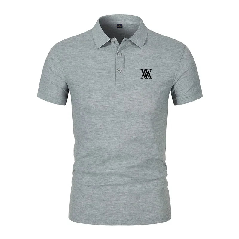 Men's Golf T-shirt Business Casual Short Sleeved Polo Collar, Summer Simple and Fashionable Printed T-shirt Top