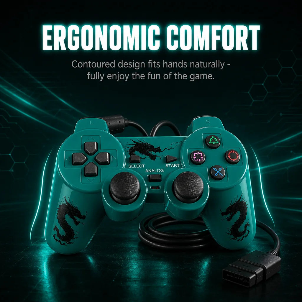 Wired Game Controller Gamepad Dual Vibration Joystick for PS2 Console Joypad