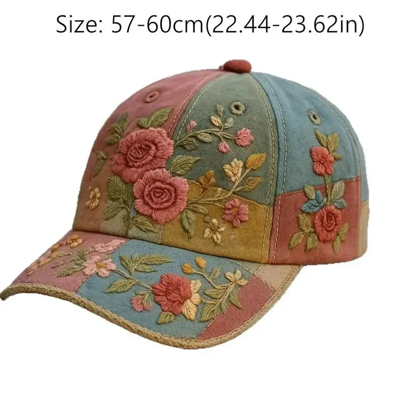 Elegant and elegant women's baseball Creative Gift Polyester Unisex Hat Vintage Breathable Floral Cap  Retro Embroidered Hat