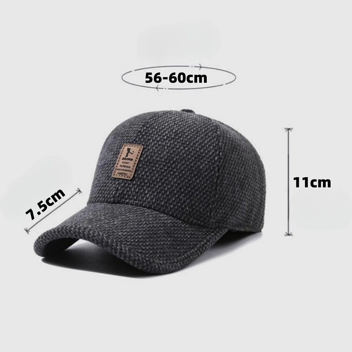 Men's Autumn and Winter Windproof Sun Protection Warm Golf Hat with Earmuffs, Ear Protection Baseball Cap for Middle-Aged Men