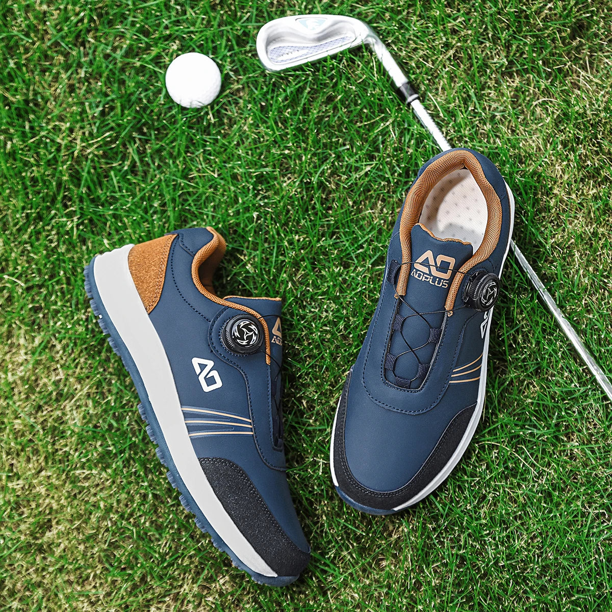 Men's Golf Shoes, New Style, Fashionable, Simple, Versatile, Solid Color, Waterproof Upper, Versatile, Stylish, Casual Sports Shoes for Men, Outdoor Youth Fashion, Men's Rotating Buckle Design, Thick Sole, Height-Increasing,