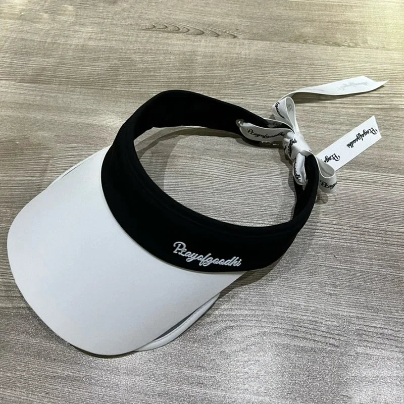 2024 Casual Sports Golf Hat Women Korean Style Empty Top Cap Retractable Large Brim Sun Protect Visor Tennis Running Golf Caps