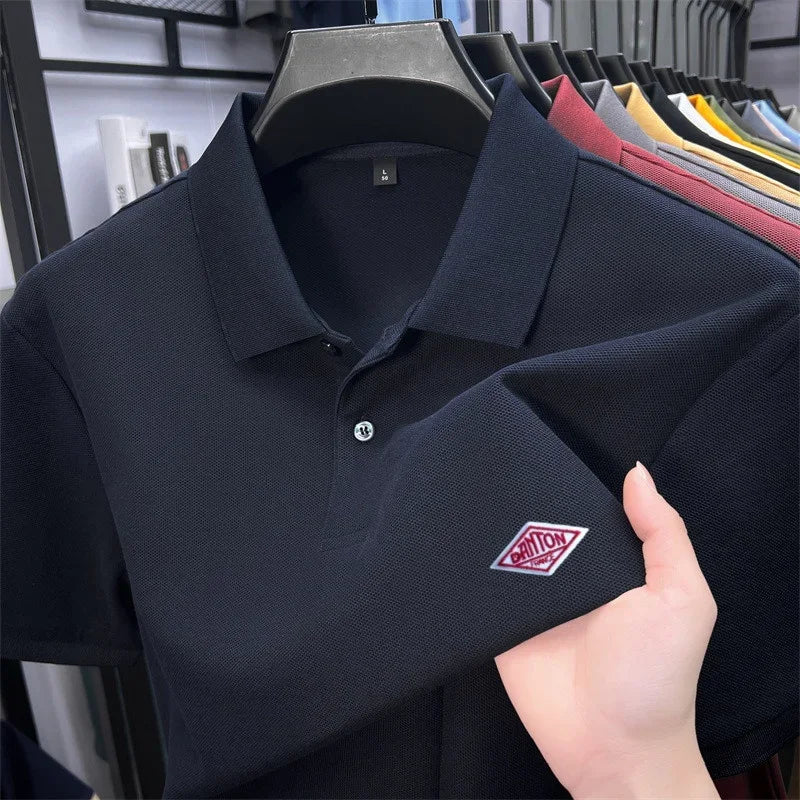 Men's golf shirt - Cool summer collared round-neck shirt - Short-sleeved top - Golf clothing - Men's shirt
