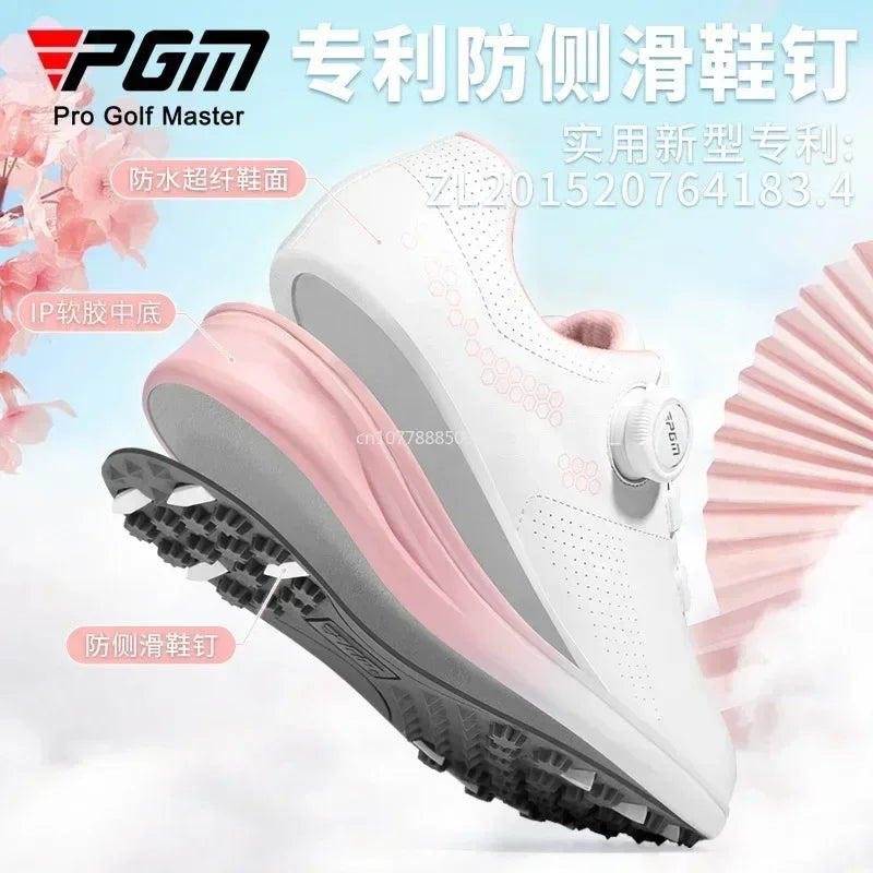 BestPGM Women Golf Shoes Waterproof Anti Slip Lightweight Knob Comfortable Cushioning Sports Sneakers
