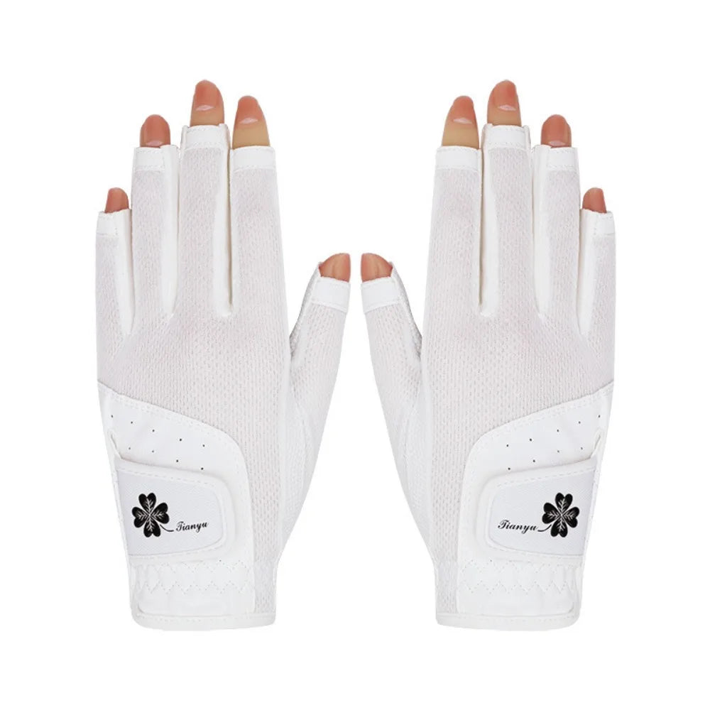 Comfortable Women's Sport Gloves Fingerless Non-slip Ladies Golf Gloves Left Right Hand Mesh Golf Mittens Outdoor Sports