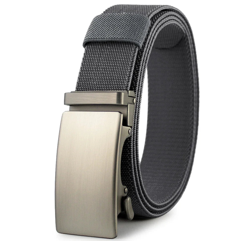 New Golf Sports Elastic Belt Tactical Belt Metal Automatic Buckle Tough Stretch Nylon Men Military Belt 115-150CM Big Size Belts