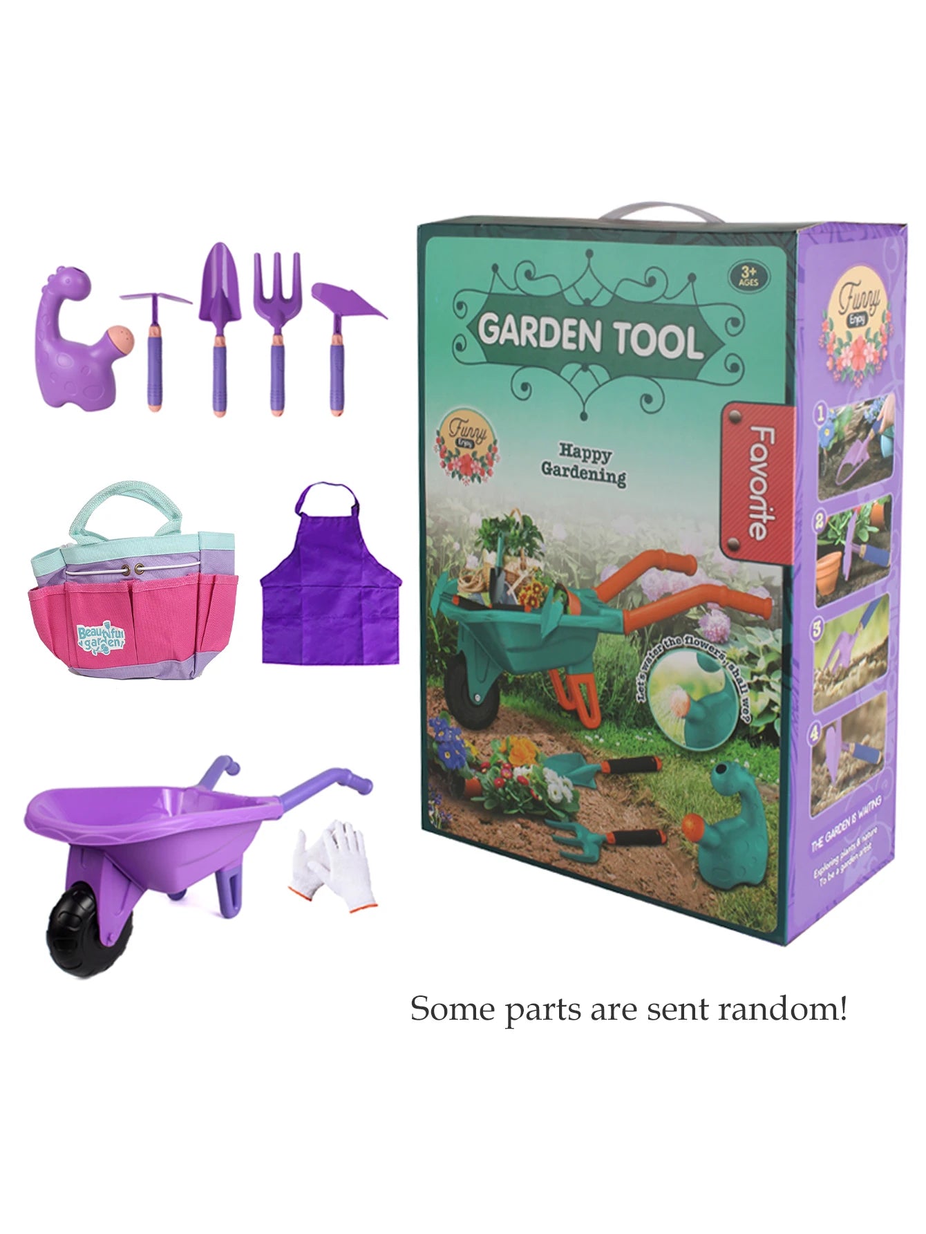 Gardening Tool Set Toys for kids, Children's Outdoor Garden Beach Cart Apron Glove Plant Flowers Tools Gifts for boys and girls