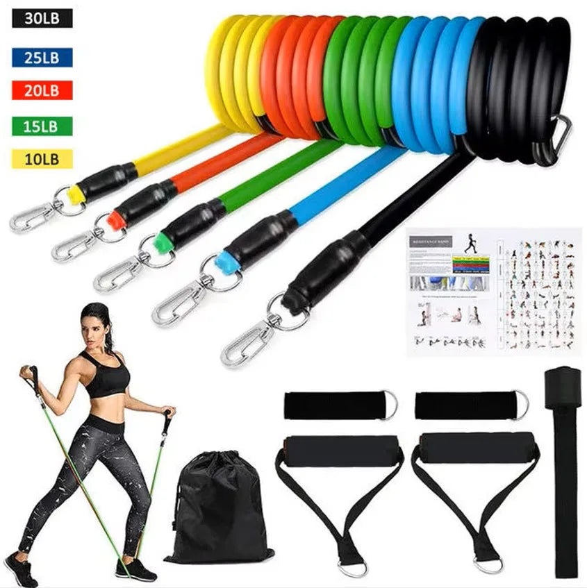 Hot New Fitness Resistance Belt Set Yoga 5-Tube Fitness Belt Home Fitness Belt Door Anchor Handle Ankle Belt Fitness Equipment ﻿