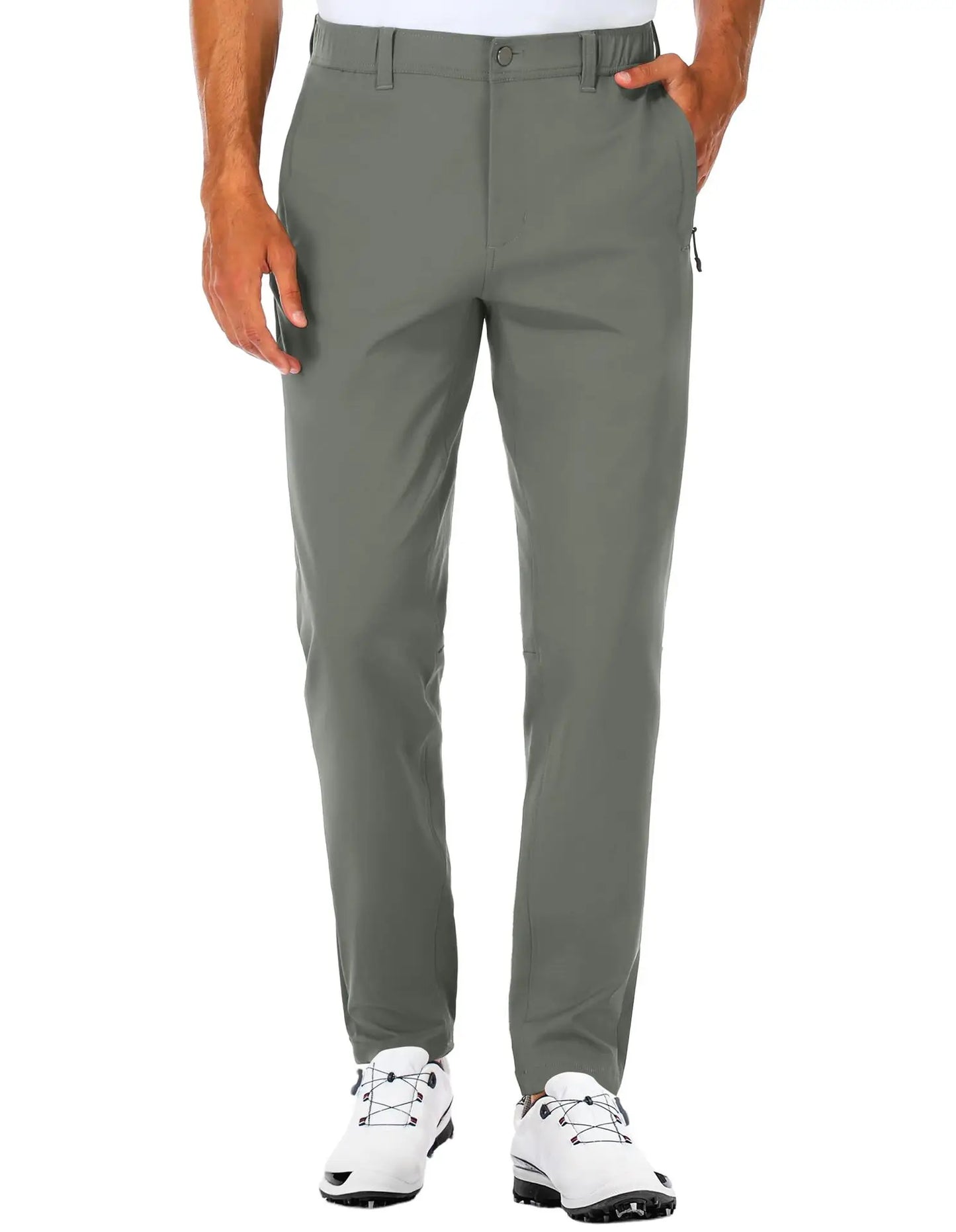 Men's Slim Fit Golf Pants Elastic Slim Fit Tapered Lightweight Hiking Pants Casual Pants with Pockets Outdoor Golf Trousers