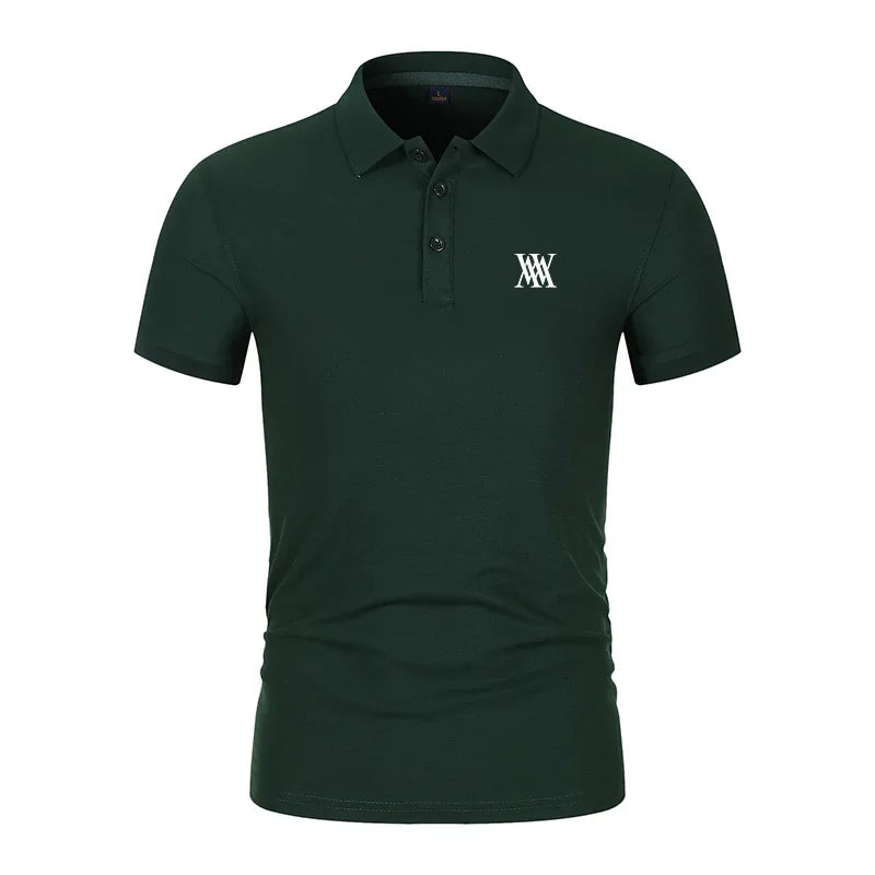 Men's Golf T-shirt Business Casual Short Sleeved Polo Collar, Summer Simple and Fashionable Printed T-shirt Top