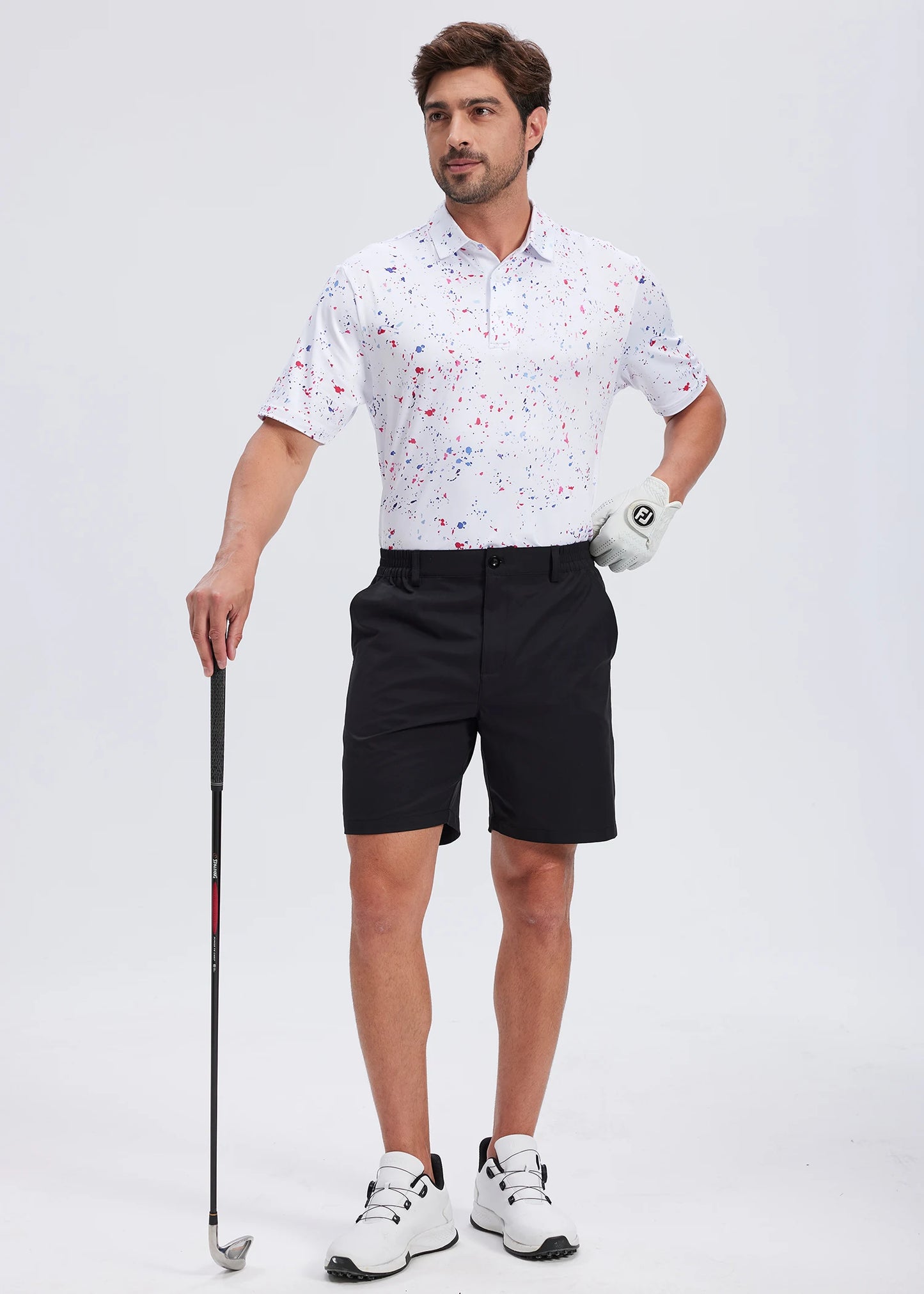 Summer Mens Golf Polo Shirts Quick Dry Print Tee Shirts Moisture Wicking Performance T-shirt Business Casual Polo Shirt