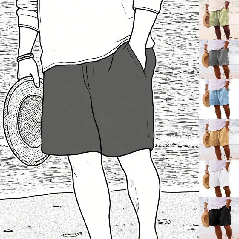 Golf shorts linen shorts men summer thin loose casual cotton and linen pants light mature style suit cropped pants trendy