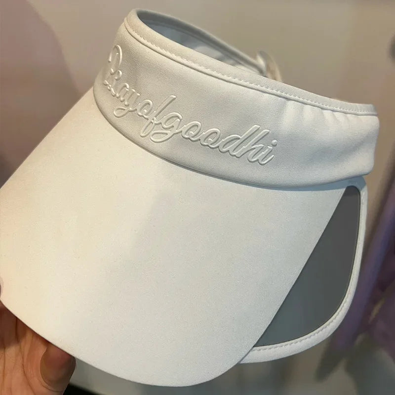 2024 Casual Sports Golf Hat Women Korean Style Empty Top Cap Retractable Large Brim Sun Protect Visor Tennis Running Golf Caps