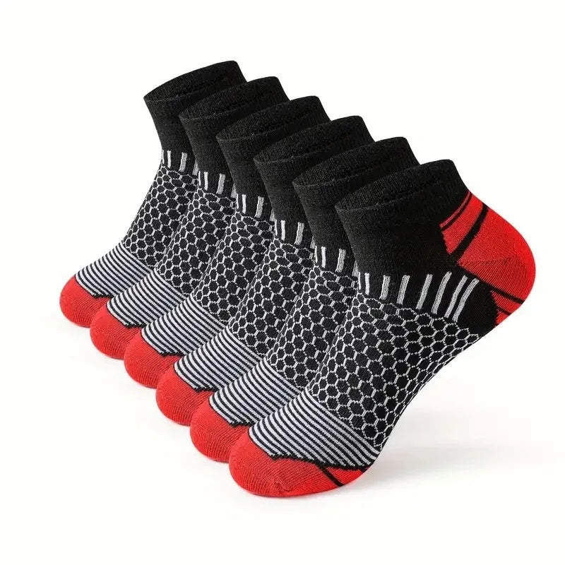 6 pairs Men's Short Sports Socks - Moisture-Wicking, Breathable, All-Season Athletic Socks