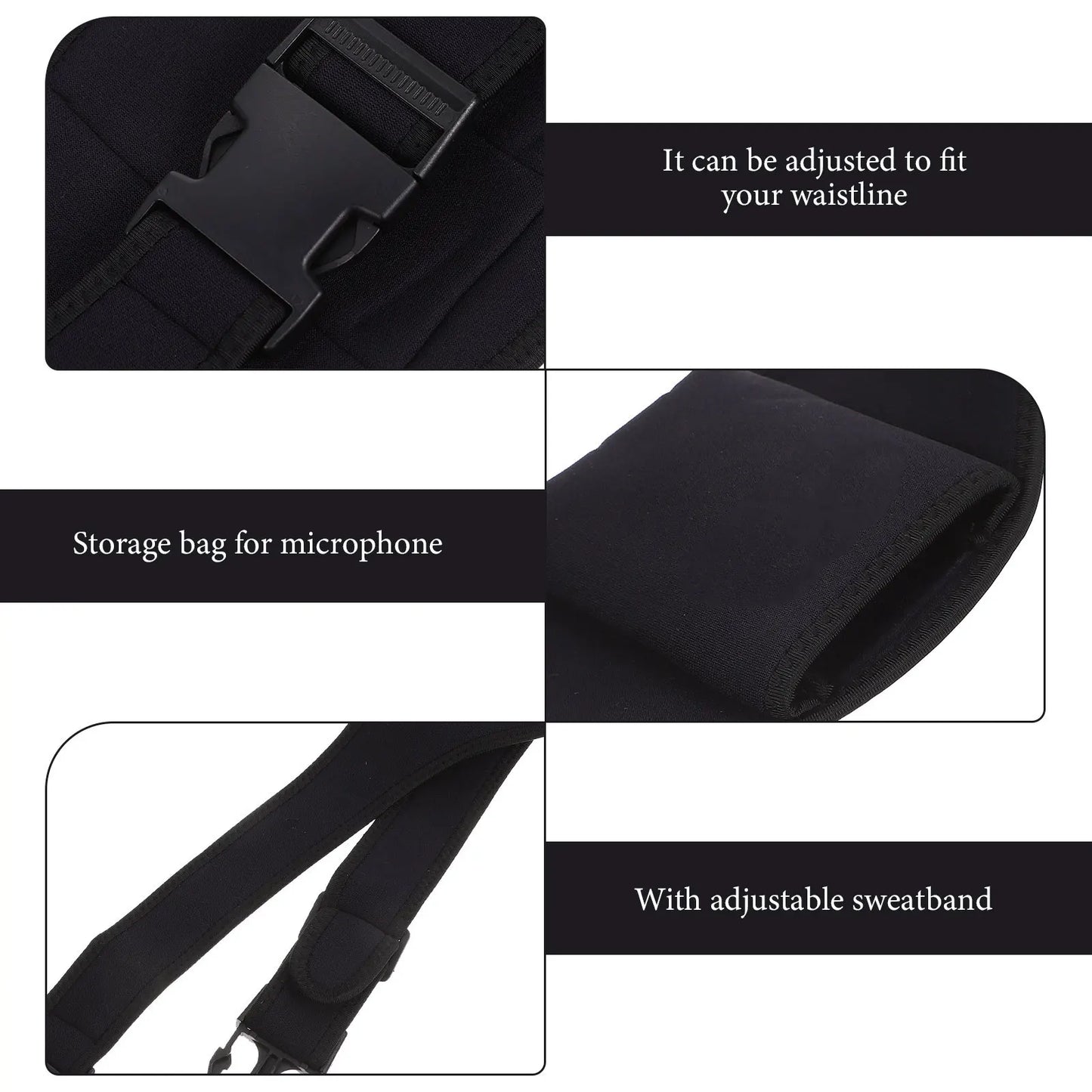 Microphone Belt Pouch Black Adjustable Gym Holder Wallet Case Mic Waist Bag Fitness Accessories Portable Audio Device