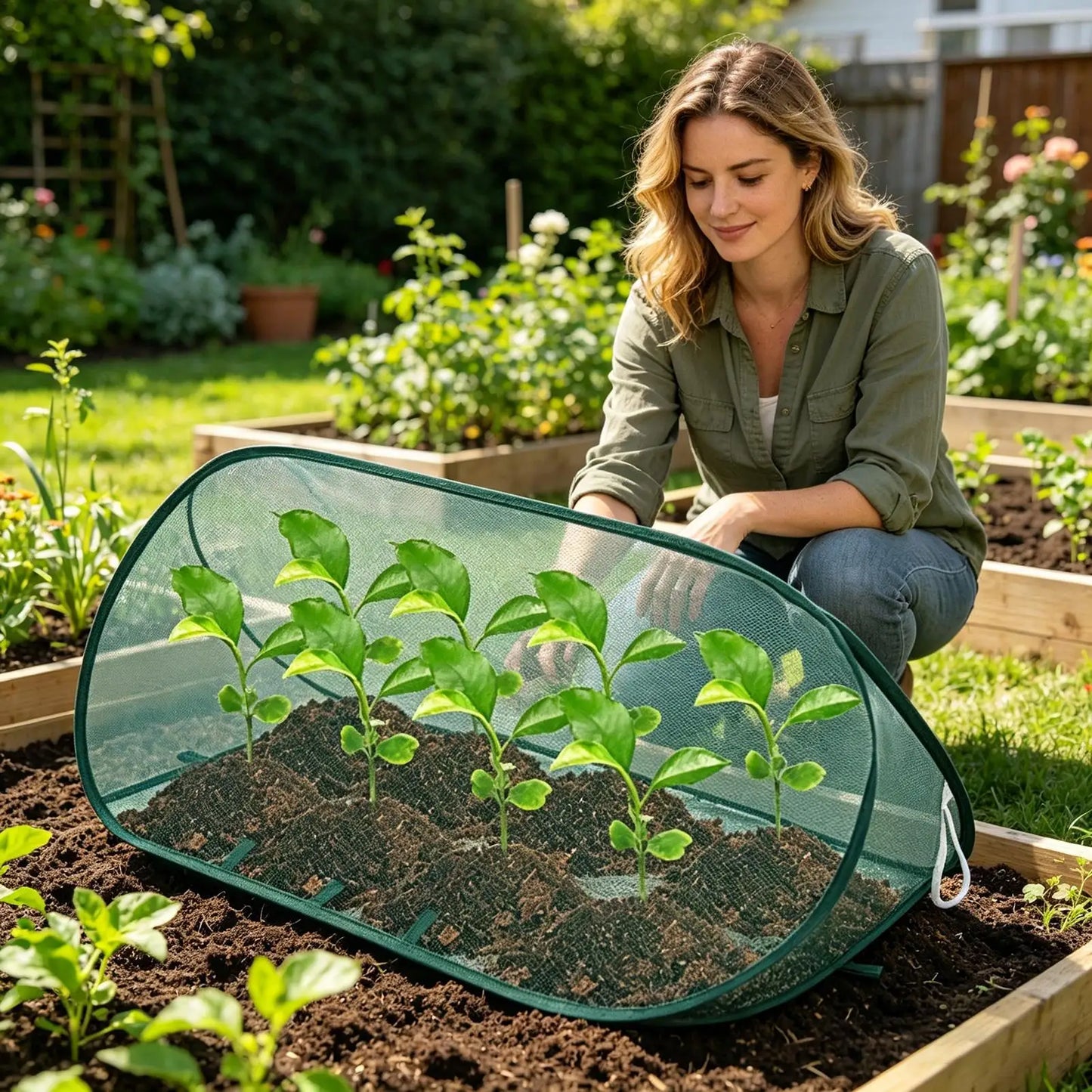 Plant Protective Cover: Automatic pop-up garden netting cover, outdoor plant protection cover, suitable for horticultural ridges