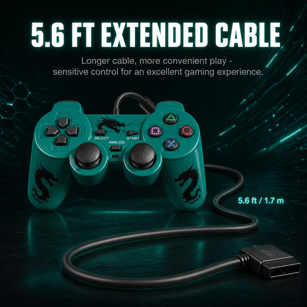 Wired Game Controller Gamepad Dual Vibration Joystick for PS2 Console Joypad