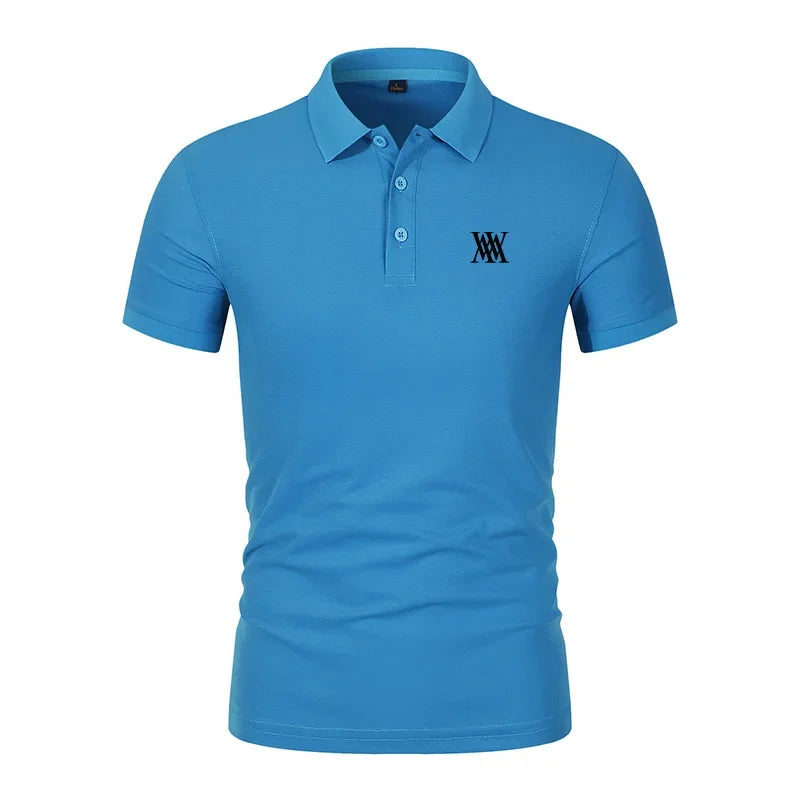 Men's Golf T-shirt Business Casual Short Sleeved Polo Collar, Summer Simple and Fashionable Printed T-shirt Top