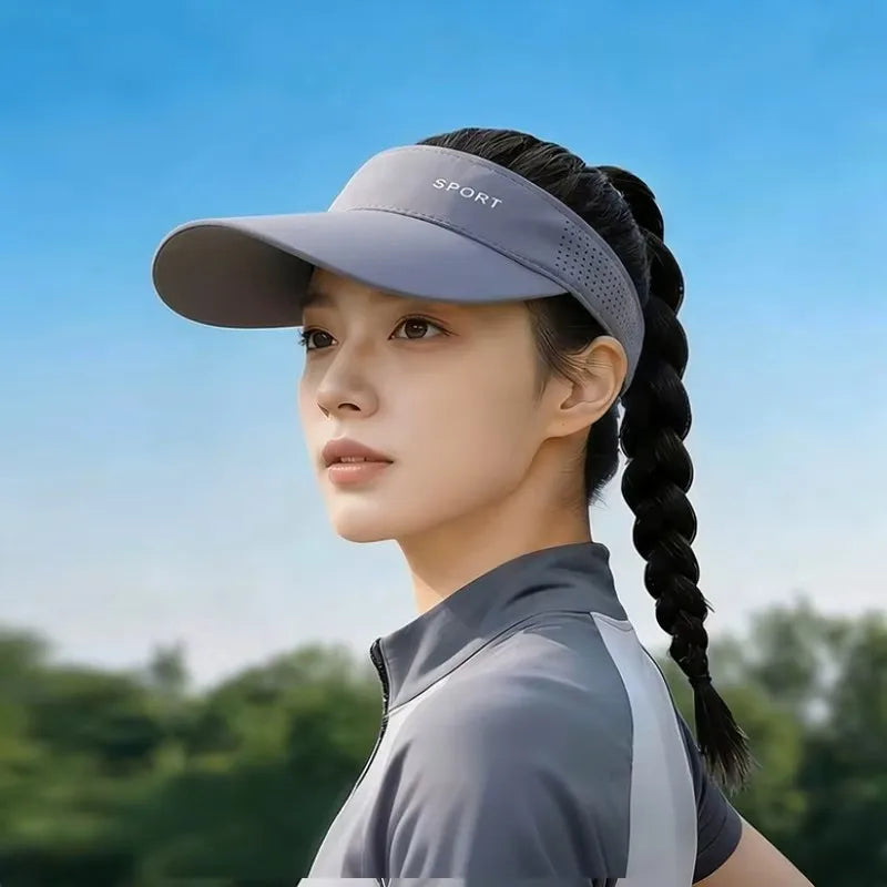 Women's Sport Sun Visor Hat, Quick-Dry Breathable Empty-Top Cap for Running Golf