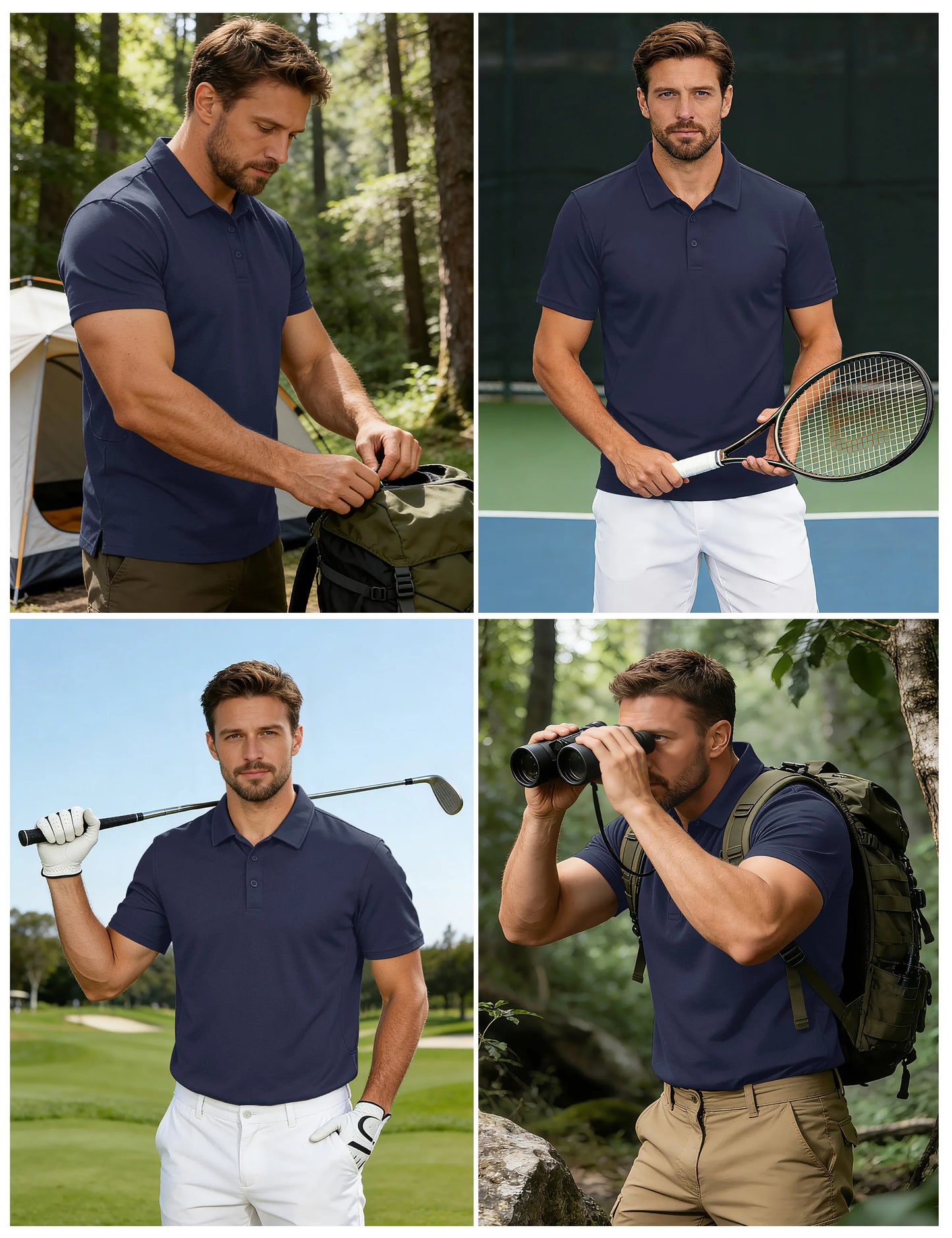 MAGCOMSEN Mens Polo Shirts Short Sleeve Quick Dry Breathable Pique Golf Shirt Tactical Collared Casual Work Shirt