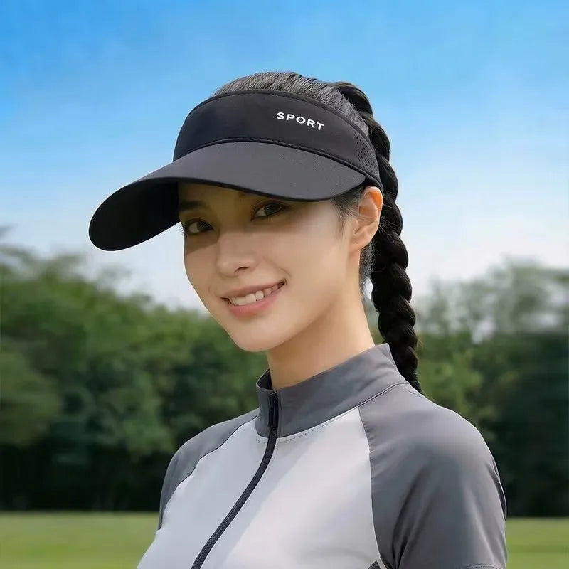 Women's Sport Sun Visor Hat, Quick-Dry Breathable Empty-Top Cap for Running Golf