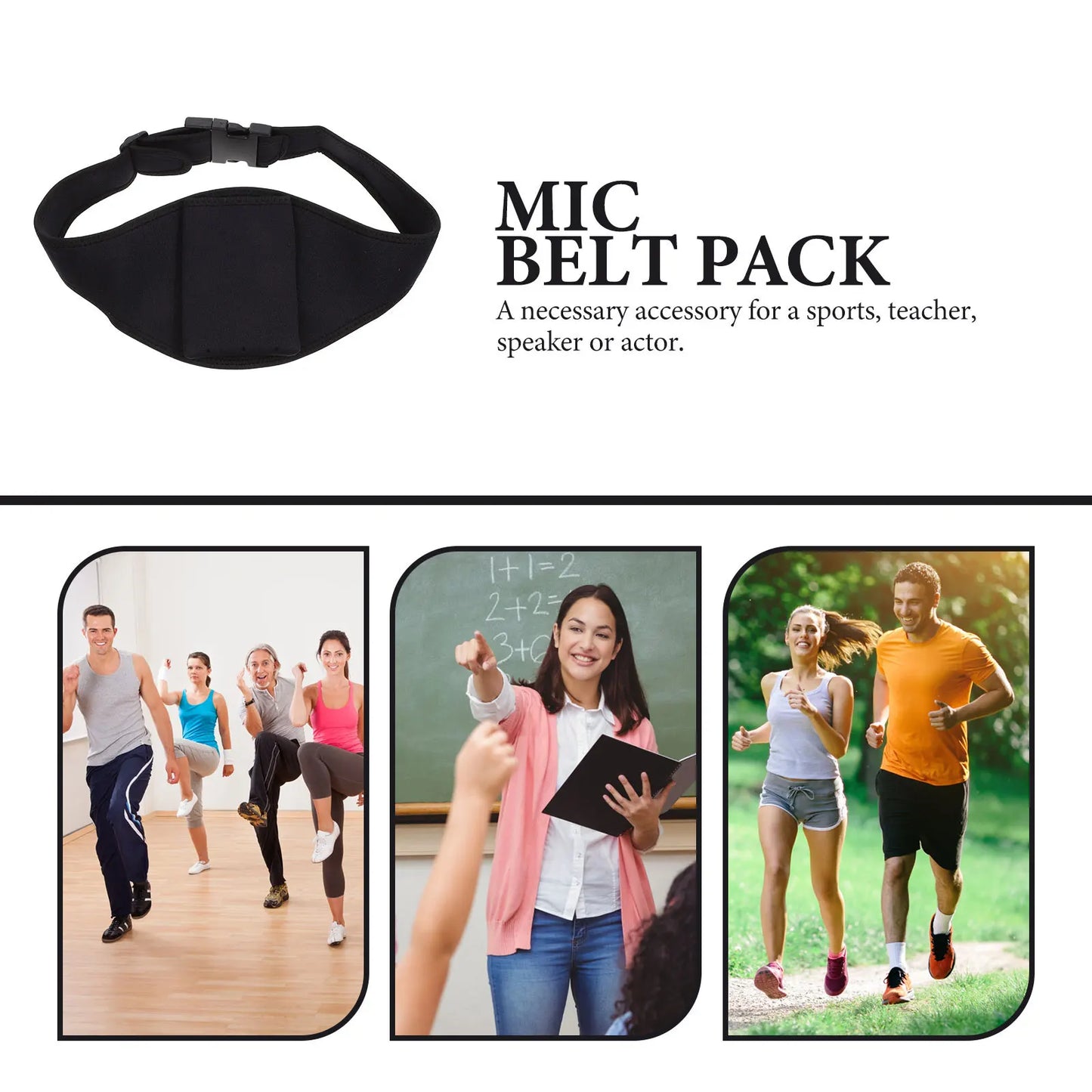 Microphone Belt Pouch Black Adjustable Gym Holder Wallet Case Mic Waist Bag Fitness Accessories Portable Audio Device