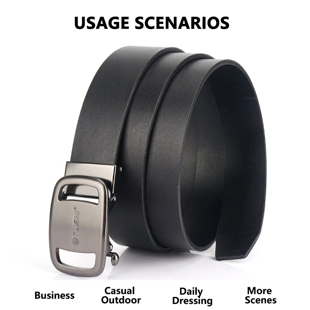 TUSHI New Golf Sports Belt For Men Belts Quality Genuine Luxury Leather Belt Male Metal Automatic Buckle Jeans Ratchet Belts
