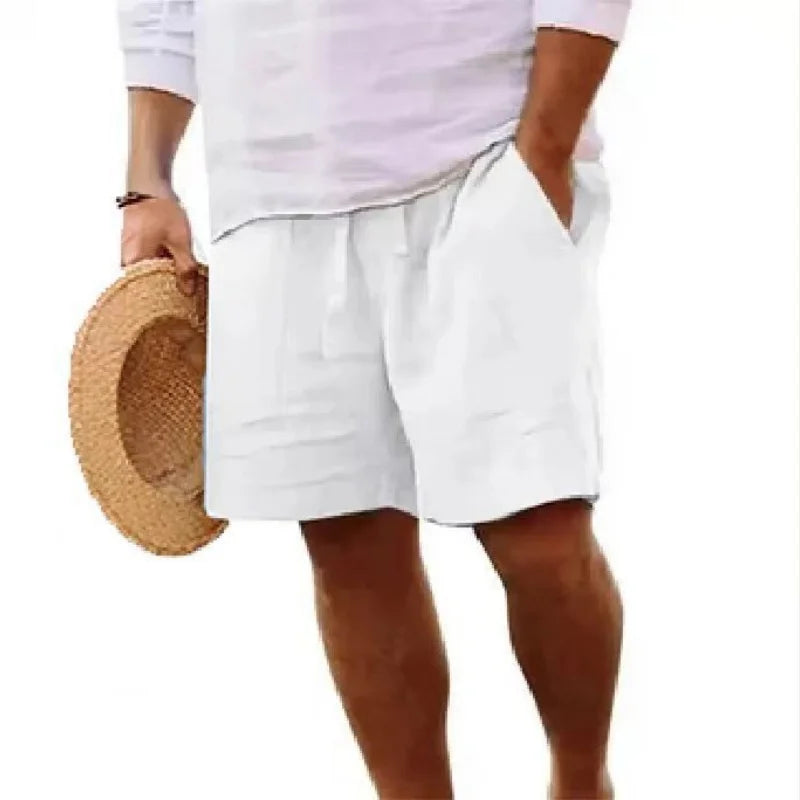 Golf shorts linen shorts men summer thin loose casual cotton and linen pants light mature style suit cropped pants trendy
