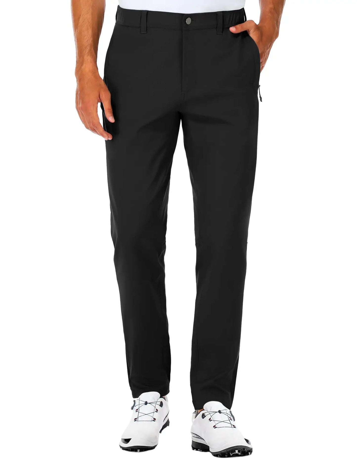 Men's Slim Fit Golf Pants Elastic Slim Fit Tapered Lightweight Hiking Pants Casual Pants with Pockets Outdoor Golf Trousers