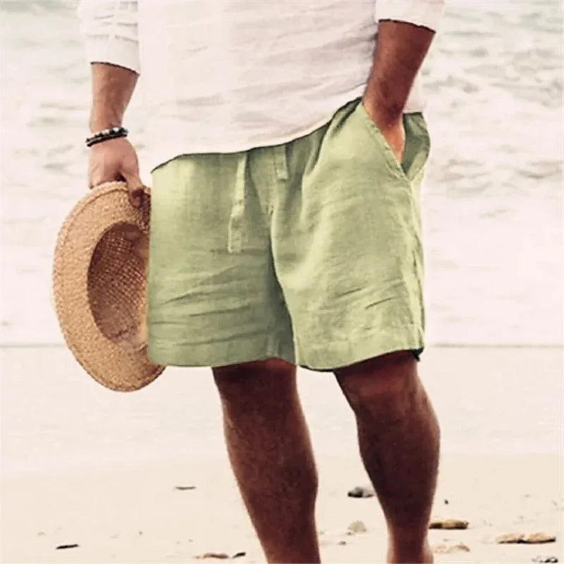 Golf shorts linen shorts men summer thin loose casual cotton and linen pants light mature style suit cropped pants trendy