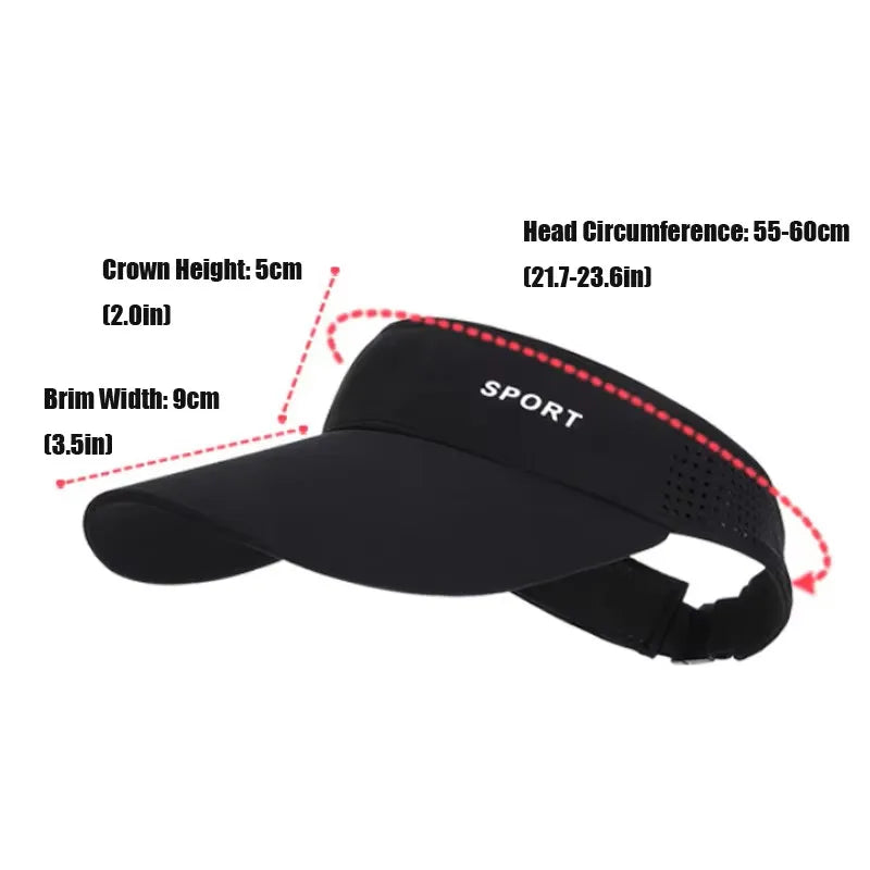 Women's Sport Sun Visor Hat, Quick-Dry Breathable Empty-Top Cap for Running Golf