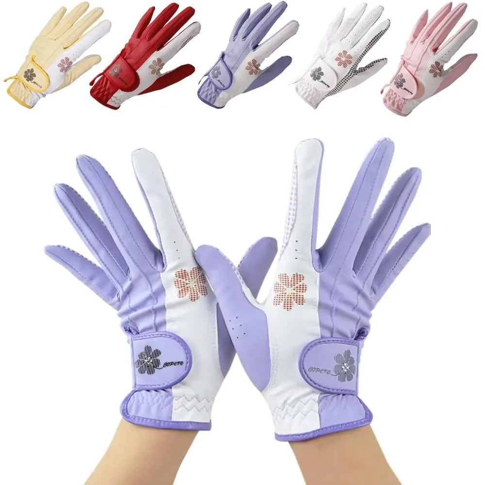 A Pair Anti-slip Golf Gloves Breathable Enhanced Grip Ladies Golf Gloves Comfortable Soft Flex Golf Accessories Gift for Golfers