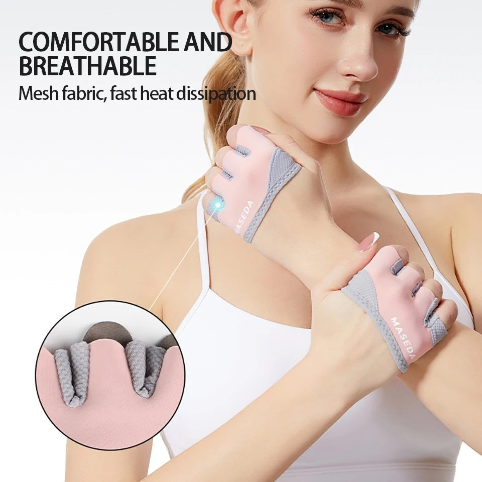 GETINFIT Yoga Fitness Gloves Half Finger Gym Training Anti-slip Workout Gloves Sport Hand Protection Thin Breathable Anti-callus