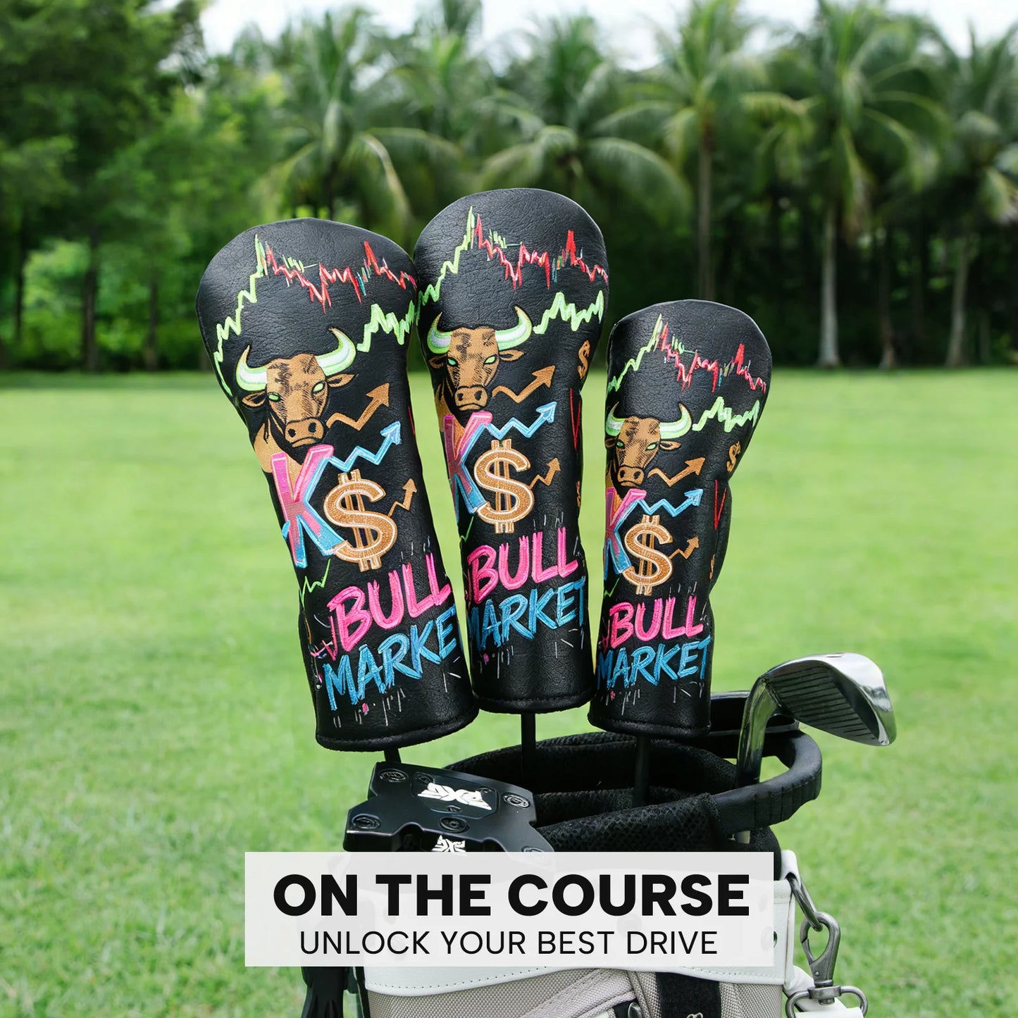 Funny Golf Accessories for Men, Golf Club Covers 4 Options, Driver Headcover, 3 Wood Cover, Hybrid Headcover or 3pcs Set, PU Lea