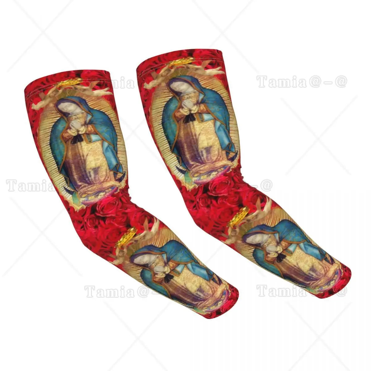 Our Lady Of Guadalupe Cooling Arm Sleeves for Men Women Catholic Virgin Mary Sports Running Tattoo Cover Up