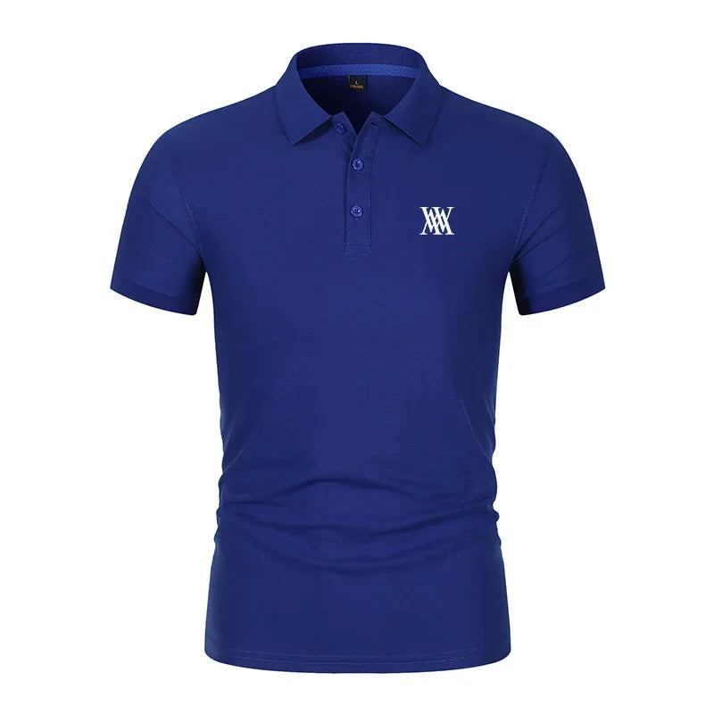 Men's Golf T-shirt Business Casual Short Sleeved Polo Collar, Summer Simple and Fashionable Printed T-shirt Top