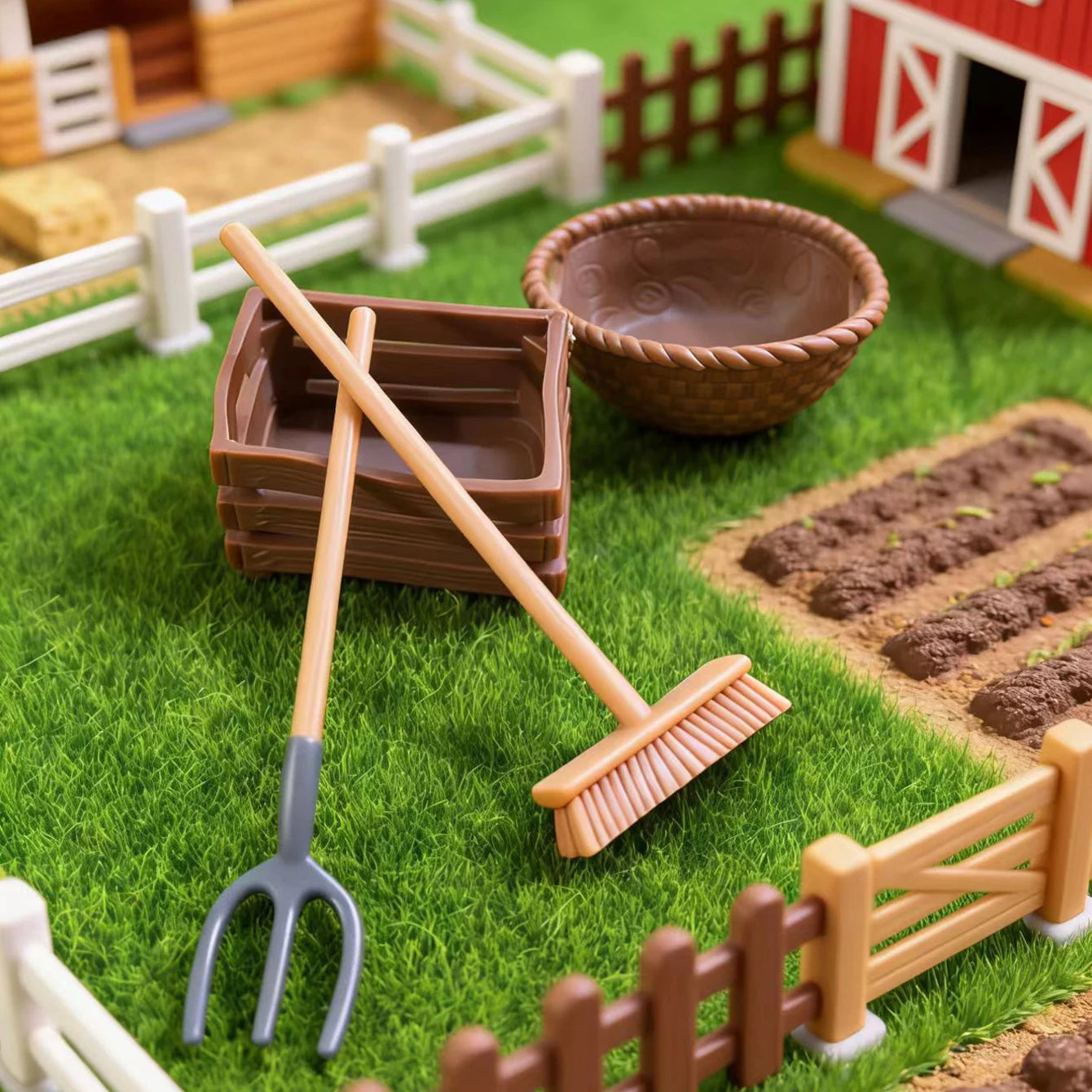7 miniature gardening tools, outdoor planting scene tools, miniature version of vegetable and fruit planting experience