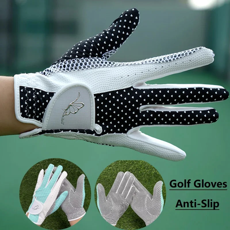 Golfist 1 Pair Golf Gloves for Women's Anti-Slip Sheepskins Golfs Gloves Soft Breathable Mittens Sunscreen Training Handcover