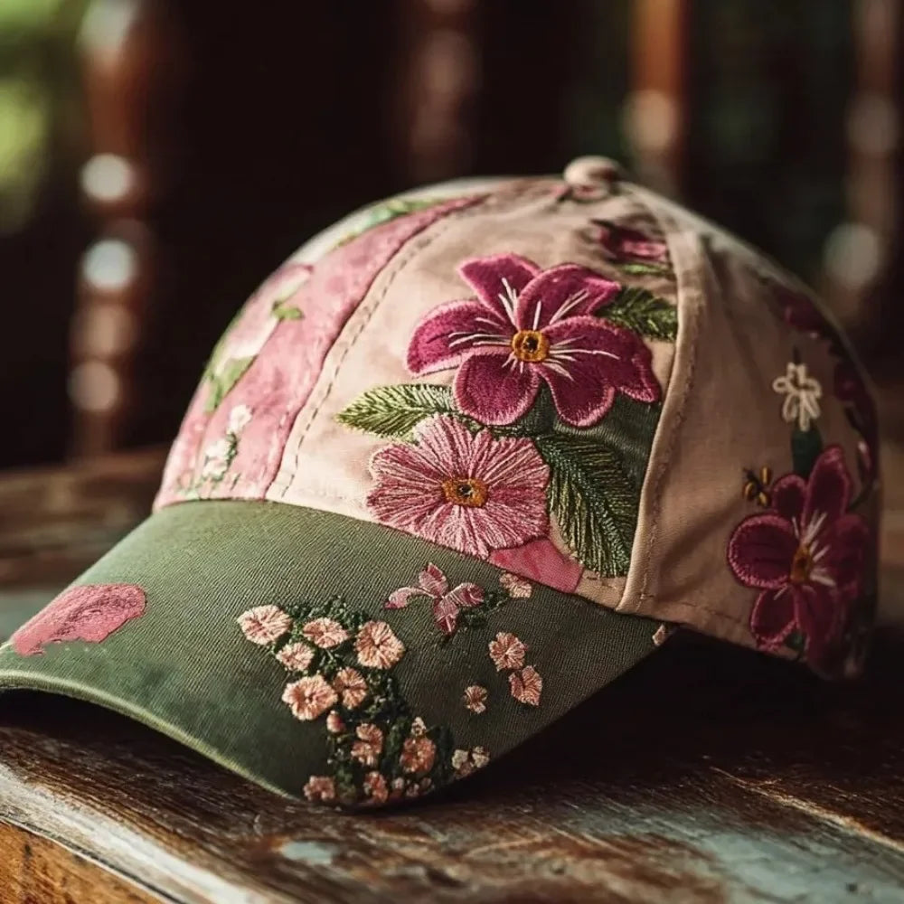 Elegant and elegant women's baseball Creative Gift Polyester Unisex Hat Vintage Breathable Floral Cap  Retro Embroidered Hat