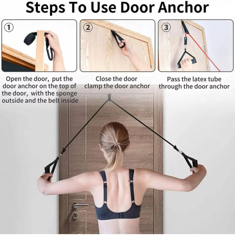 Hot New Fitness Resistance Belt Set Yoga 5-Tube Fitness Belt Home Fitness Belt Door Anchor Handle Ankle Belt Fitness Equipment ﻿