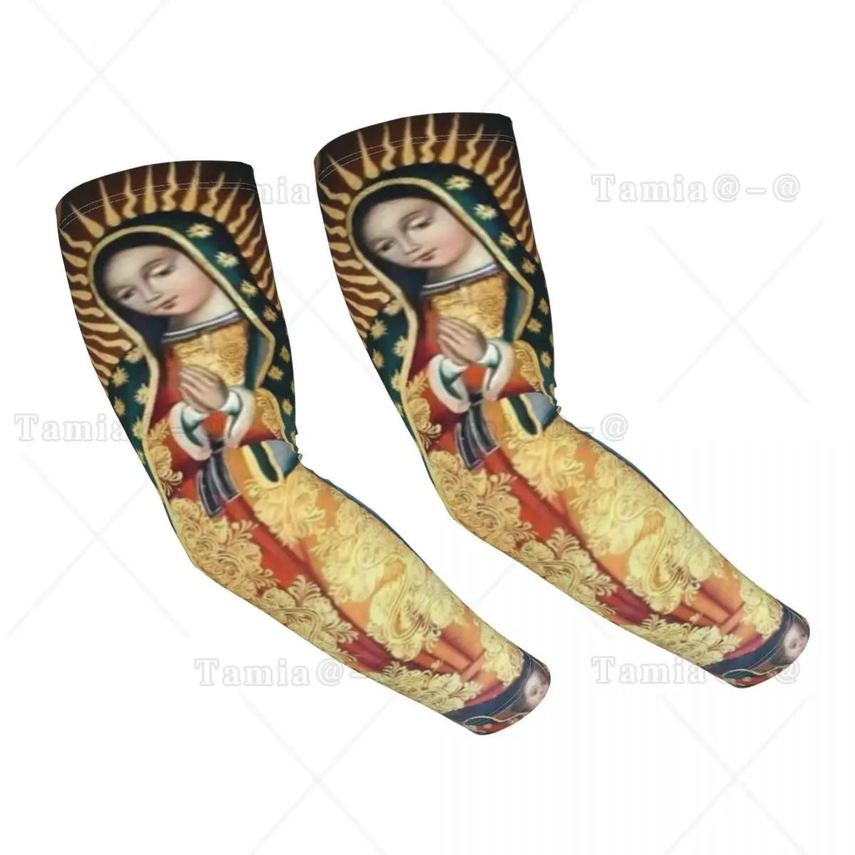 Our Lady Of Guadalupe Cooling Arm Sleeves for Men Women Catholic Virgin Mary Sports Running Tattoo Cover Up